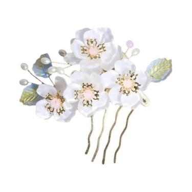 Imagem de Pente De Cabelo Elegante Vintage Com Flor De Vidro Estilo Chinês Para 