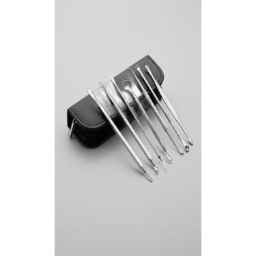 Imagem de Kit 7 Curetas Inox Extrator Cravos Espinhas Estojo - Congratulations S