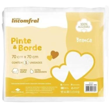 Imagem de Fralda 100 Algodão Luxo Branca Incomfral para Pinte e Borde 5 Unidades