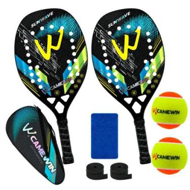 Imagem de Kit 2 Raquetes Beach Tennis Camewin Carbono 3K + 2 Bolinhas, Sunwave b