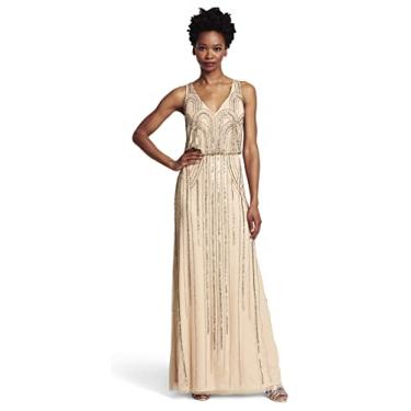 Imagem de Adrianna Papell Art Nouveau feminino Blsn com contas, Castanho-Acinzentado/Rosa, 36