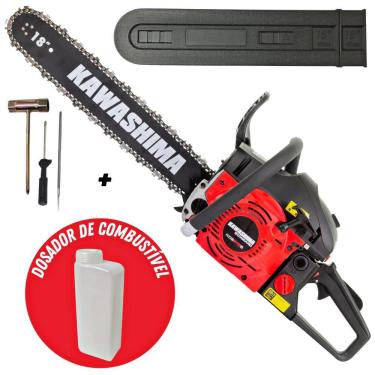 Imagem de Motosserra À Combustão Kawashima KCS610S 61,5cc 2 Tempos Com Sabre de 18 Polegadas, Corrente 64 Elos e Lubrificação Automática da Corrente
