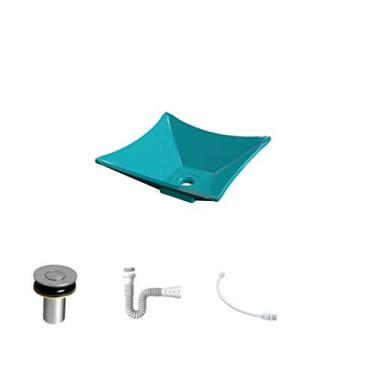 Imagem de Kit Cuba L30 C/Válvula Click 1''B (2,6cm) + Sifão Pvc + Flexível Azul Turquesa