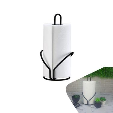 Imagem de Porta Rolo Papel Toalha Suporte Vertical Mesa Bancada Cozinha Preto Fosco - 1191PT Future