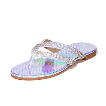 Imagem de Sandálias femininas elegantes de verão aberto dedo do pé sandálias de cristal slip on chinelo retrô chinelos sandálias de verão praia sapatos, Z01 - multicolorido, 7.5