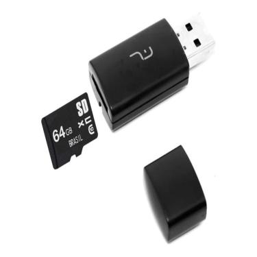 Imagem de Pen Drive 2 em 1+Leitor USB + Cartão 4GB Multilaser Classe 4