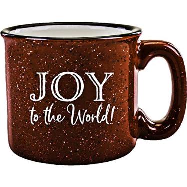 Imagem de Caneca de café de cerâmica com design de fogueira | Joy to the World | Comporta 473 ml | Caneca de Natal | Ótimo para café, chá, sopas, chocolate quente