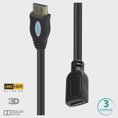 Imagem de Cabo Extensor hdmi 2.0 4K ultra HD 3D Conexao ethernet 3 Metros - H20F-3