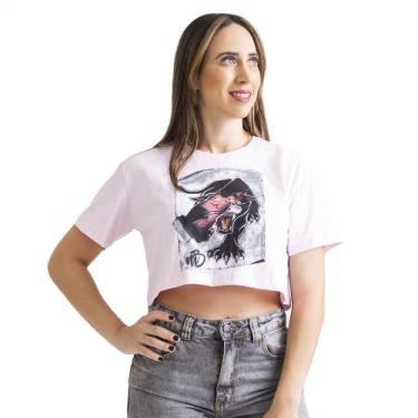 Imagem de Blusa Blusinha T-Shirt Cropped Camiseta Feminina Estampada Pantera - M