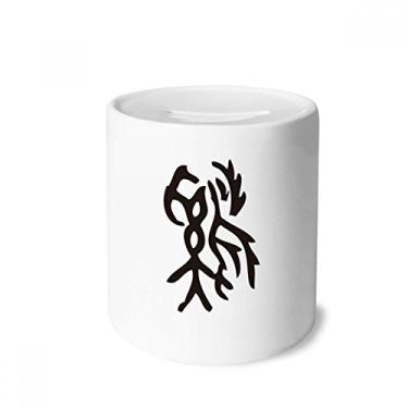 Imagem de DIYthinker Bones Inscritions Caixa para dinheiro Galo do Zodíaco Chinês Porta-moedas de cerâmica presente de cofrinho