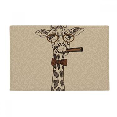 Imagem de DIYthinker Tapete de porta de banheiro com desenho de girafa marrom de animal antiderrapante