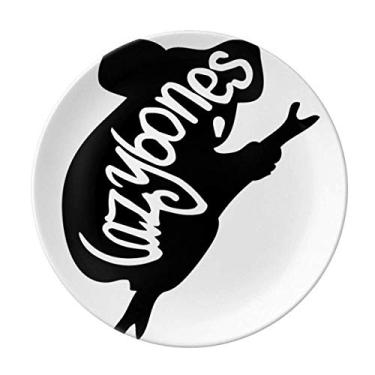 Imagem de Prato de bicho-preguiça preto com contorno natural de porcelana e salvador, talheres, prato de jantar