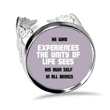 Imagem de DIYthinker Anel de noivado ajustável com citação de Buda See Youself in Beings