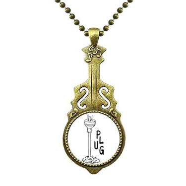 Imagem de DIYthinker Colar de três furos para desenho manual de guitarra antiga com pingente de música