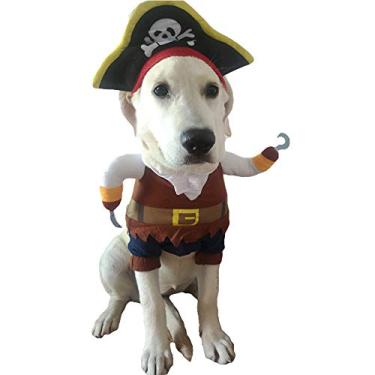 Imagem de SEIS Traje de pirata para animais de estimação piratas cachorro corsair fantasiando fantasia de gato estilo caribe (G)