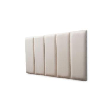 Imagem de Placas Cabeceira Modulada Adesiva Solteiro Estofada 100cm x 60cm Kit 5 Placas - Suede Off White