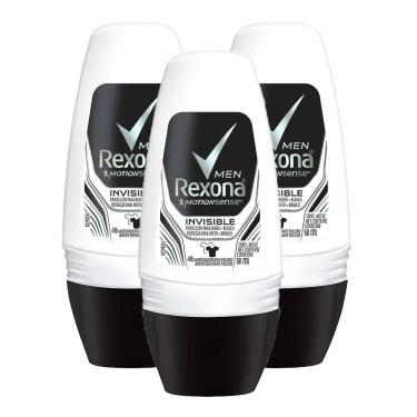 Imagem de Desodorante Antitranspirante Rexona Men Invisible Roll-on 50ml | Kit com três unidades