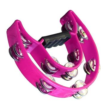 Imagem de Pandeiro de Mão Meia Lua, Sino de Pandeiro de Mão Design Portátil de Plástico Durável para Concerto (Roxo)