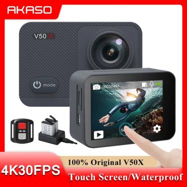 Imagem de Câmera de ação WiFi AKASO V50X 4K30fps nativo Câmera esportiva com tela sensível ao toque EIS Ângulo