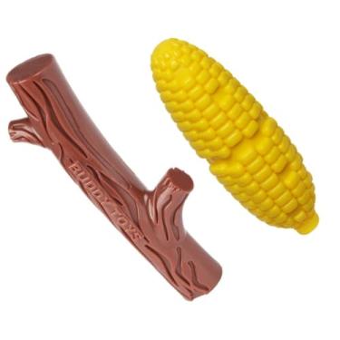 Imagem de Kit 2 Unid. Mordedor Pet Buddy Toys Resistente Graveto e Milho Nylon