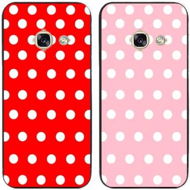 Imagem de 2 peças de capa de telefone traseira de silicone em gel TPU com bolinhas vermelhas e rosa para Samsung Galaxy All Series (Galaxy A7 2017)