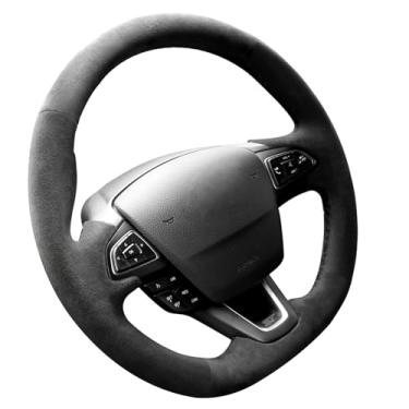Imagem de Alfanxi Costura à mão Itália Alcantara capa de volante de carro para Ford EcoSport/Focus (sem listras)