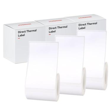 Imagem de Etiqueta B21 de 3 rolos brancos 50 x 80 mm para máquina de etiquetas NIIMBOT B1 B21 B3S à prova d'água, papel de etiqueta autoadesivo para substituição de fita de etiquetagem para escritório e casa.