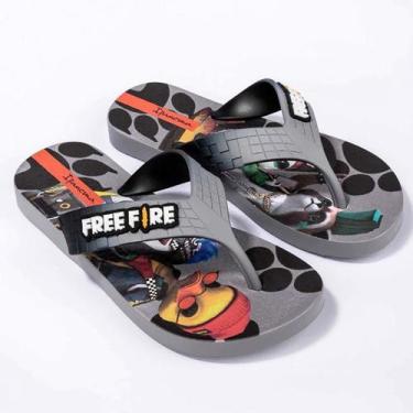 Imagem de Chinelo Masculino Infantil Ipanema Free Fire 26966, 27/28, Cinza, Pret