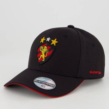 Imagem de Supercap Boné Sport Recife 6 Gomos Preto e Branco Casual Unissex Adultos Chapéu de Beisebol