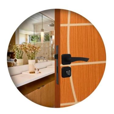 Imagem de Fechadura Roseta Genebra Porta Banheiro WC Preto Fosco MGM