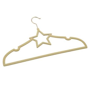 Imagem de Kit 30 Cabides Veludo Bege Gancho Rose Slim Formato Estrela - ARBORETH