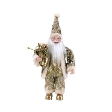 Imagem de Papai Noel Pequeno Dourado de Tecido Decoração Natal 36cm - Zona Livre