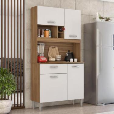 Imagem de Kit Cozinha Alícia 4 Portas 1 Gaveta Amendola Branco - Mais de Casa