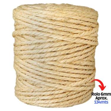 Imagem de Corda De Sisal Natural 6mm Rolo Aprox. 134mts Arranhador E Artesanato 