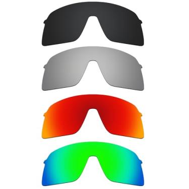 Imagem de Alphax Lentes de reposição polarizadas pretas e de titânio e vermelho fogo e verde para óculos de sol Oakley Sutro Lite OO9463 Sport Sunglsses