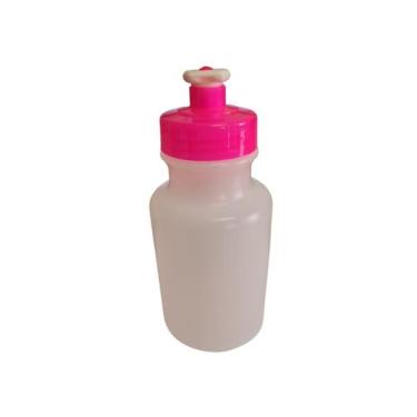 Imagem de Kit 10 Mini Garrafas Squeeze 300ml plástico transparente tampa colorid