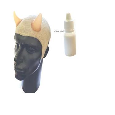Imagem de Prótese careca de látex com chifres + látex 10ml- Fantasia - Lynx