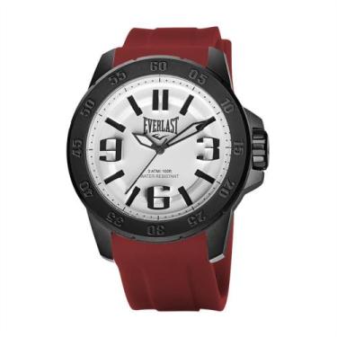 Imagem de Relógio Analógico Masculino Everlast Prova D'Água Silicone, Vermelho
