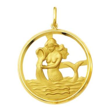 Imagem de Pingente Signo Redondo Grande 2.8cm Ouro 18k K470 - Fab Joias, AQUARIO