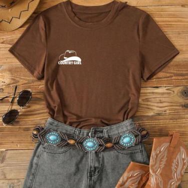 Imagem de Camiseta Country Girl Nova Modinha Agrogirl Cowboy Chapéu Boiadeira Sh