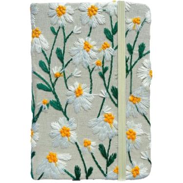 Imagem de ipoul Diário de bolso, caderno pequeno, caderno de desenho A6, 10 x 15 cm, sem forro, caderno bordado de flores, em branco, capa dura, plano plano, faixa elástica, lindo diário, presentes de