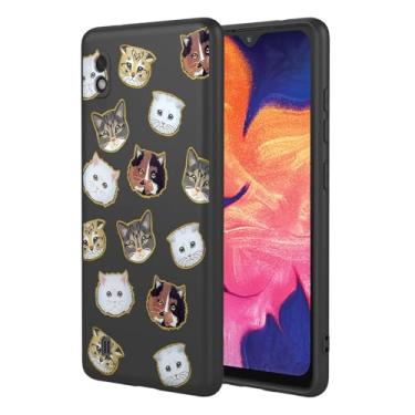 Imagem de KOARWVC Capa de celular para Galaxy A10, capa para Samsung M10 Samsung A10, SM-A105F, design de padrão de gato fofo, capa protetora fina de TPU macio para Samsung Galaxy A10 gato preto