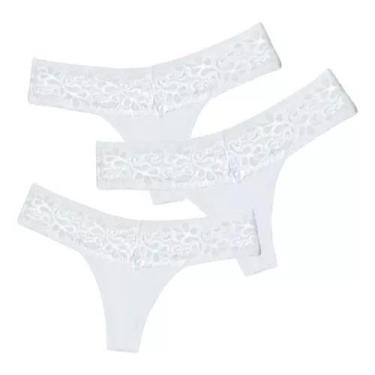 Imagem de 3 Calcinha Preta Microfibra Fio Duplo Renda Casual Dia A Dia. - CINTIA