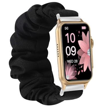 Imagem de Compatível com pulseiras FITVII Fitness Tracker, tecido elástico elástico de 20 mm, 22 mm, pulseiras de substituição fofas para relógio inteligente FITVII HM57, HM78, HM68, HM21, H56, H86 (pulseira de