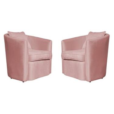 Imagem de Kit 02  Poltrona Decorativa Alana Veludo - Fina Mobília, Rosa