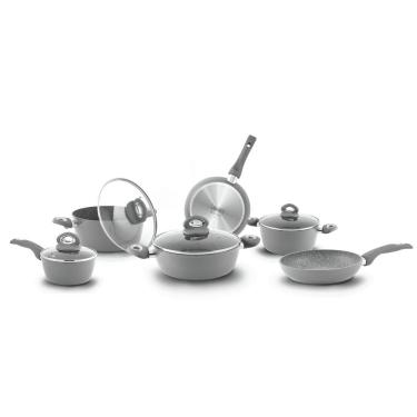 Imagem de Conjunto de Panelas Antiaderente Bialetti Para Fogão e Indução Jogo 10 peças Tampa de Vidro