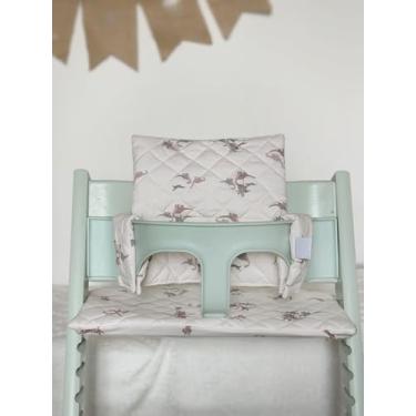 Imagem de Almofada para cadeira de jantar de bebê, almofada integrada antiderrapante portátil para sair, acessórios para cadeira de crescimento para comer de bebê, dinossauro, uma peça