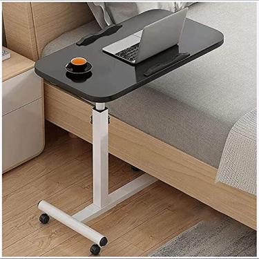 Imagem de Mesa de cama, mesa de cama móvel com rodas, mesa de sofá portátil sobre a cama, mesa de cabeceira ajustável para laptop, hospital, amamentação, leitura, alimentação