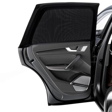 Imagem de Toldo de janela de carro para bebê, pacote com 2 protetores solares de janela automática, proteção UV para acampamento, capas laterais de malha respirável para bebês, ajuste universal na maioria dos