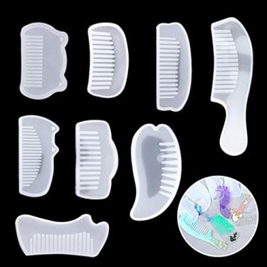 Imagem de Rolin Roly 8 peças de pentes moldes de resina pente epóxi molde de silicone UV molde de fundição de resina faça você mesmo moldes de fundição para joias artesanato feito à mão